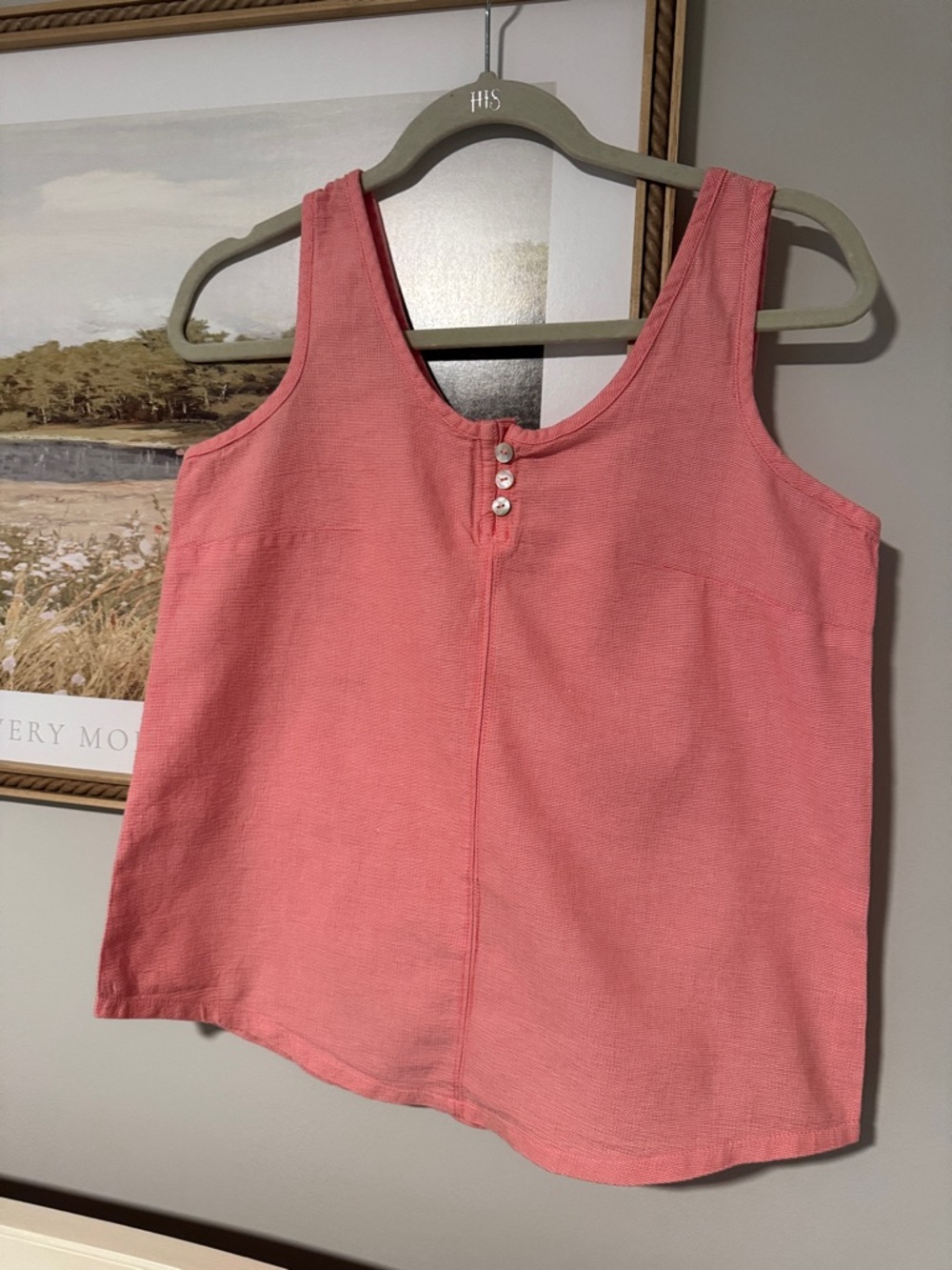 Women's Pink Sleeveless Tank Top with Button Detail